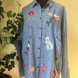 Topshop Floral Embroidered Blouse size 6 Women’s